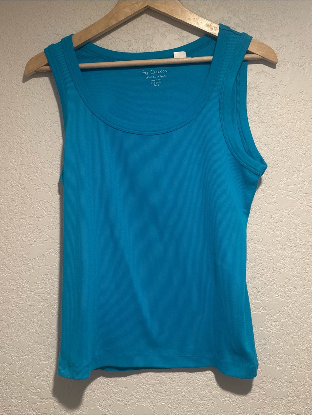 Chico's Teal Scoop Neck Ribbed Tank Top